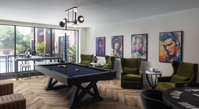 a spacious gameroom